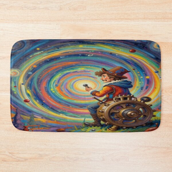 Item preview, Surreal time traveler in a cosmic landscape with vintage charm and imaginative depth designed and sold by FotoworldEdel.