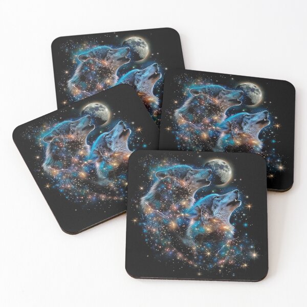 Item preview, Wolf Moon T-Shirt – Cosmic Howling Wolves designed and sold by PSYNOVA.