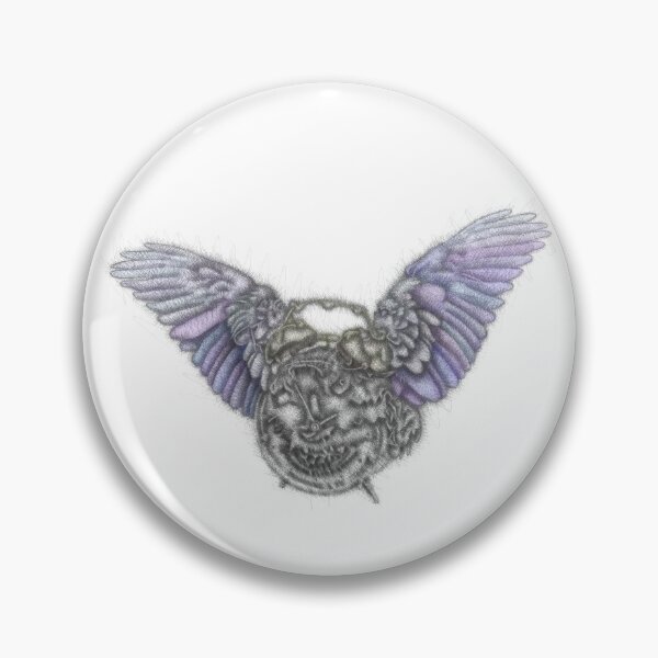 Item preview, Clock with blue raven wings designed and sold by liquid-print.