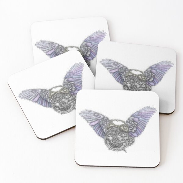 Item preview, Clock with blue raven wings designed and sold by liquid-print.