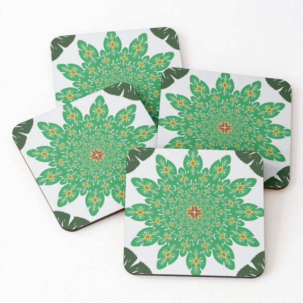 Item preview, Green Floral Mandala on Soft White designed and sold by OIL Pattern Design .