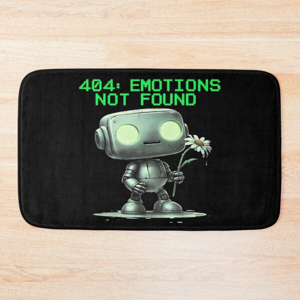 Item preview, 404 Emotions Not Found Robot Design – Futuristic AI Humor, Tech Glitch Art, Sad Bot Holding Daisy designed and sold by Bright Nest Studio.