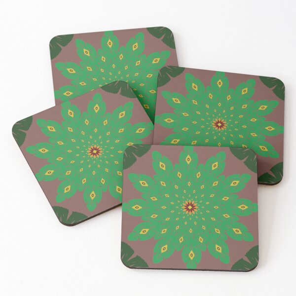 Item preview, Green Mandala on Warm Brown designed and sold by OIL Pattern Design .