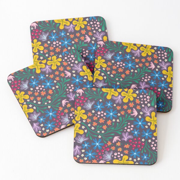 Item preview, Natural floral (brights on black) designed and sold by FruiteggStudio.