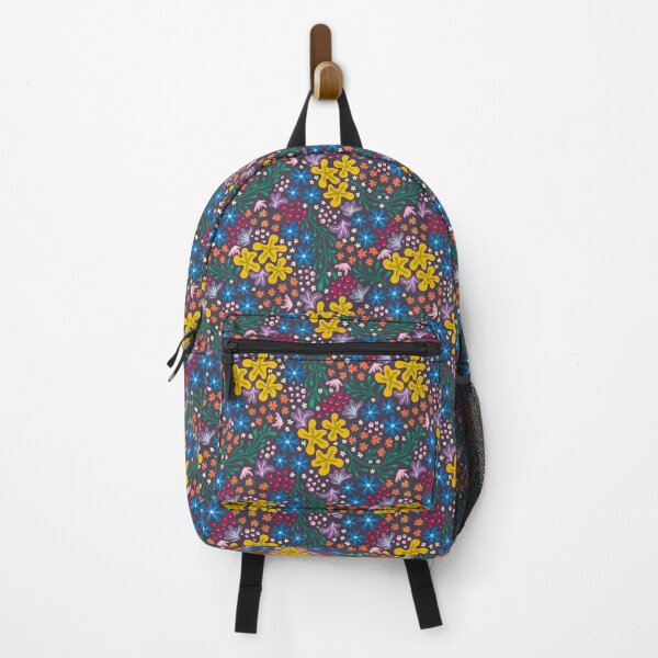 Item preview, Natural floral (brights on black) designed and sold by FruiteggStudio.