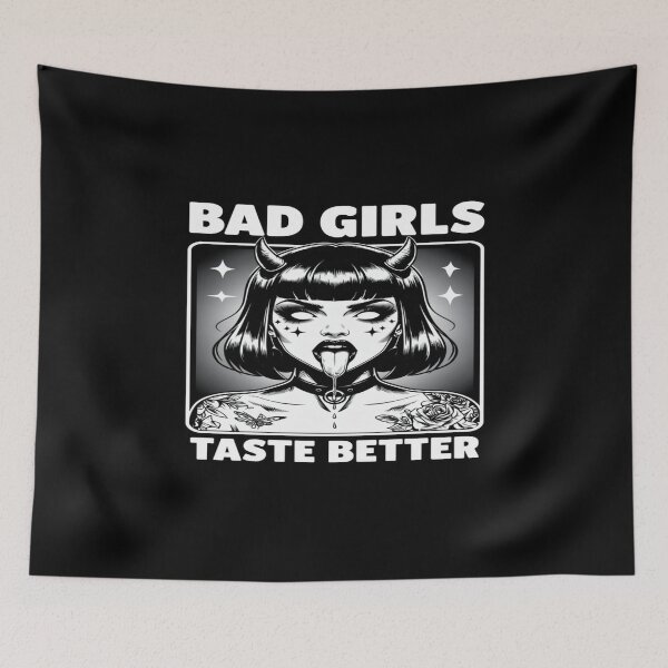 Item preview, Gothic Demon Girl Art – Bad Girls Taste Better – Edgy Tattoo Aesthetic for Alt Fashion Lovers designed and sold by Bright Nest Studio.