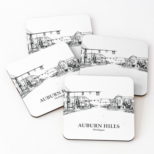 Item preview, Auburn Hills MI - Ink Cityscape Illustration designed and sold by Lakeric Cityscapes.