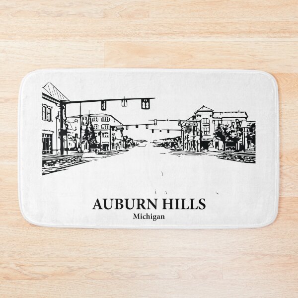 Item preview, Auburn Hills MI - Ink Cityscape Illustration designed and sold by Lakeric Cityscapes.