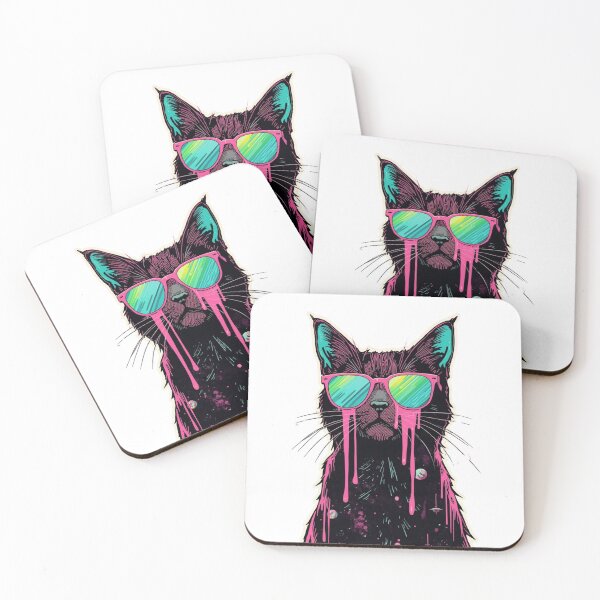 Item preview,  Glitchy Glam Melting Vaporwave Cat Surreal Retro designed and sold by Ashley critters.