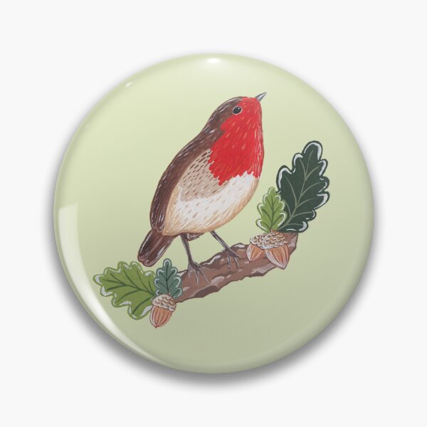 Item preview, Cute European Robin on an Oak Branch designed and sold by WildWoodPrint.
