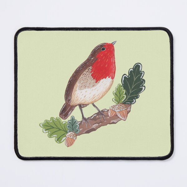 Item preview, Cute European Robin on an Oak Branch designed and sold by WildWoodPrint.