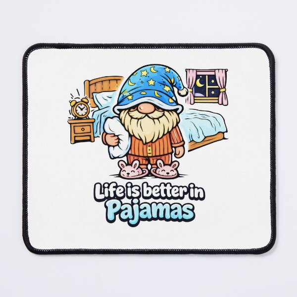 Item preview, Life Is Better in Pajamas – Sleepy Gnome Cozy Bedroom Illustration designed and sold by Moriarty's Digital Visions.