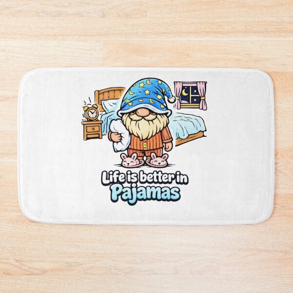 Item preview, Life Is Better in Pajamas – Sleepy Gnome Cozy Bedroom Illustration designed and sold by Moriarty's Digital Visions.