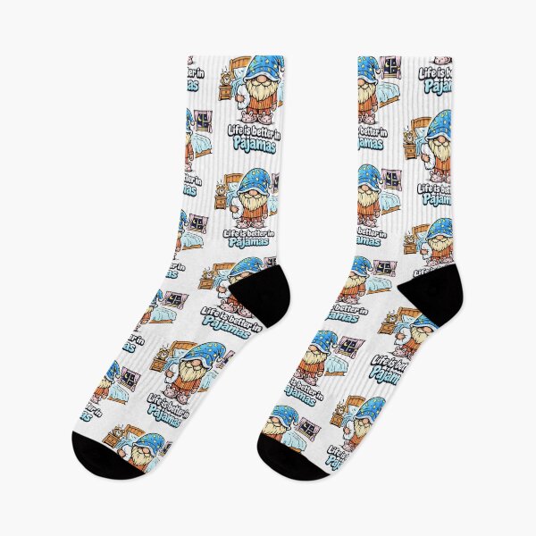 Item preview, Life Is Better in Pajamas – Sleepy Gnome Cozy Bedroom Illustration designed and sold by Moriarty's Digital Visions.