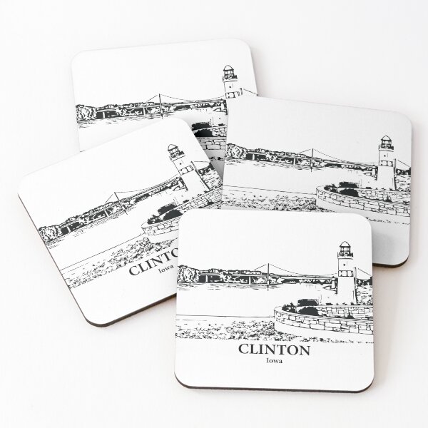 Item preview, Clinton IA - Ink Cityscape Illustration designed and sold by Lakeric Cityscapes.