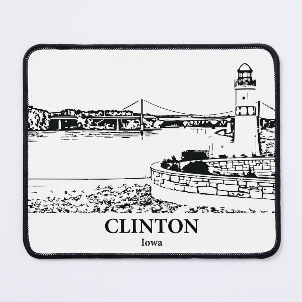 Item preview, Clinton IA - Ink Cityscape Illustration designed and sold by Lakeric Cityscapes.