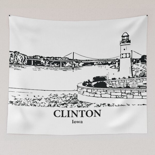 Item preview, Clinton IA - Ink Cityscape Illustration designed and sold by Lakeric Cityscapes.