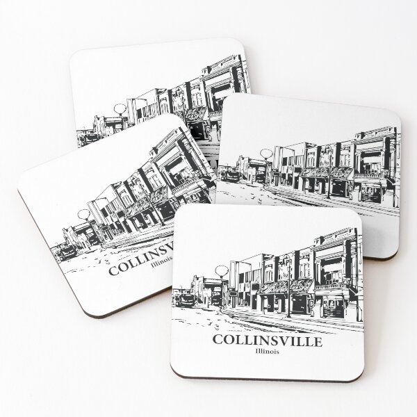 Item preview, Collinsville IL - Ink Cityscape Illustration designed and sold by Lakeric Cityscapes.