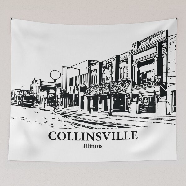 Item preview, Collinsville IL - Ink Cityscape Illustration designed and sold by Lakeric.