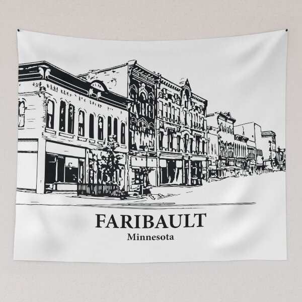 Item preview, Faribault MN - Ink Cityscape Illustration designed and sold by Lakeric Cityscapes.