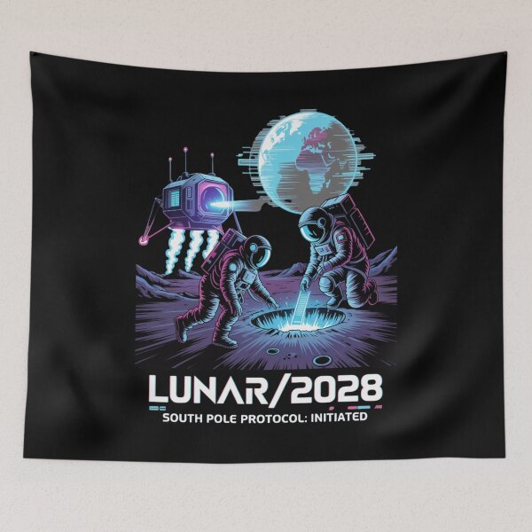 Item preview, moon mission - lunar south pole - 2028 moon landing - space patch - fictional mission - lunar exploration – selenology - space science - Orbital mechanics - Lunar site analysis designed and sold by JansenGS.