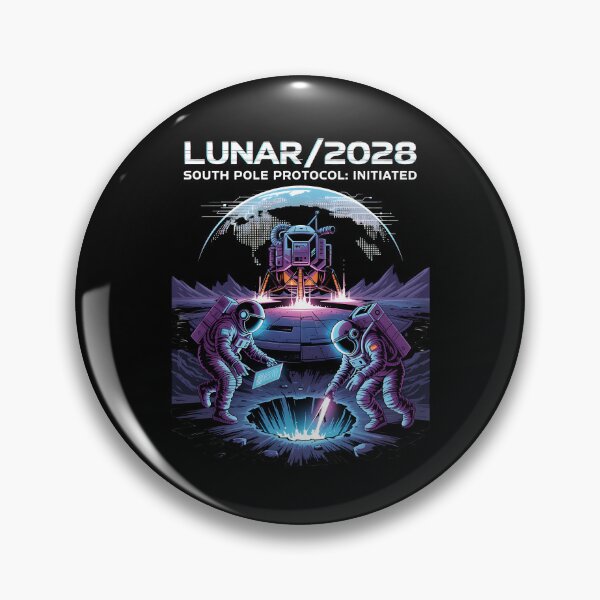 Item preview, moon mission - lunar south pole - 2028 moon landing - Space architecture - Extraterrestrial engineering - Lunar schematic - South Pole Moon mission - Mission patch aesthetic - Technical spacewear designed and sold by JansenGS.