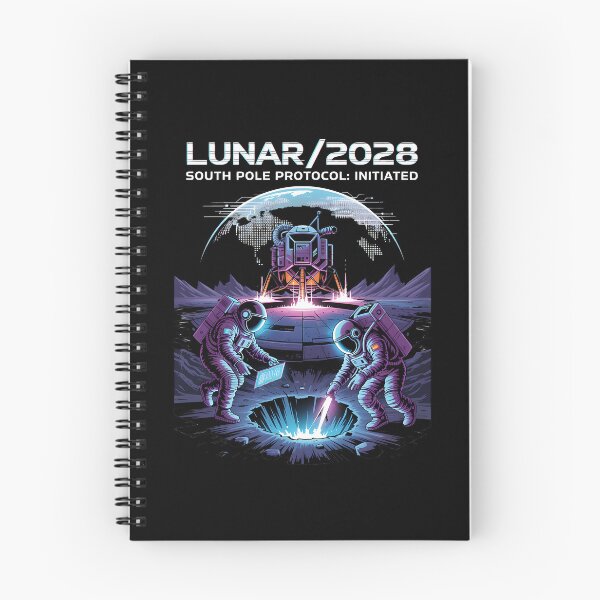 Item preview, moon mission - lunar south pole - 2028 moon landing - Space architecture - Extraterrestrial engineering - Lunar schematic - South Pole Moon mission - Mission patch aesthetic - Technical spacewear designed and sold by JansenGS.