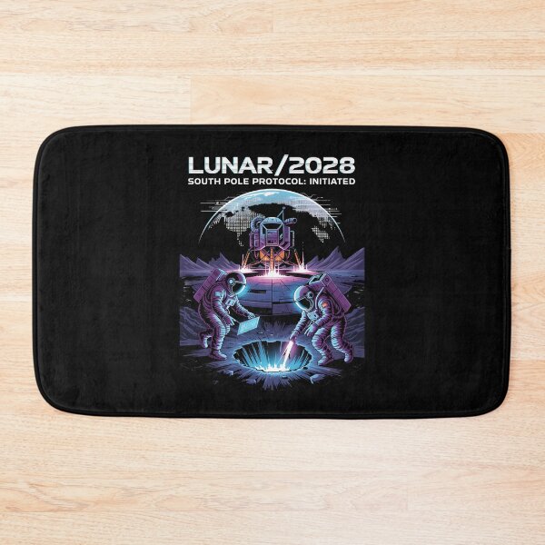 Item preview, moon mission - lunar south pole - 2028 moon landing - Space architecture - Extraterrestrial engineering - Lunar schematic - South Pole Moon mission - Mission patch aesthetic - Technical spacewear designed and sold by JansenGS.