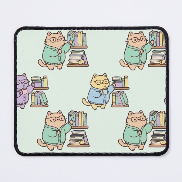 Item preview, Kawaii Library Cat Seamless Pattern - Pastel Aesthetic Bookworm Kitty - Cozy Student Life Decor designed and sold by HappySproutArt.
