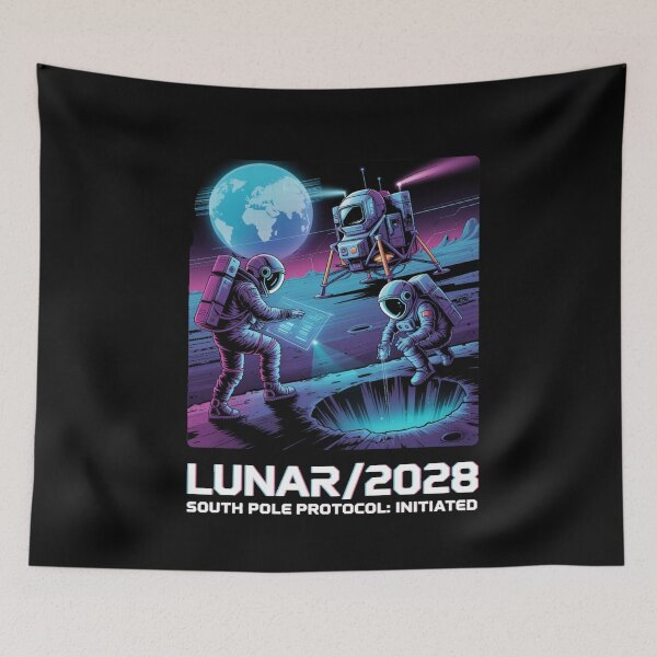 Item preview, 2028 moon landing - Mission data schematic - South Pole descent - 2028 Moon surface operations - Next-gen astronaut - Field science - Lunar researcher – Astrogeology - Science expedition designed and sold by JansenGS.