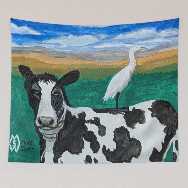Item preview, Cattle egret on a cow in the field  designed and sold by Matt Starr Fine Art .