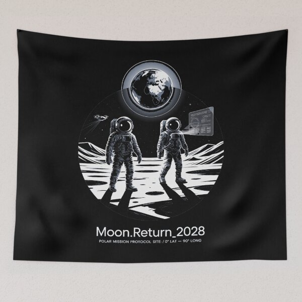 Item preview, moon mission - lunar south pole - 2028 moon landing - Space architecture - Extraterrestrial engineering - Lunar schematic - South Pole Moon mission - Mission patch aesthetic - Technical spacewear designed and sold by JansenGS.