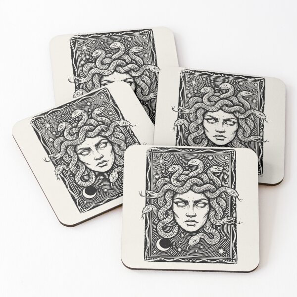 Item preview, Medusa Gaze — Mythic Black & White Graphic Tee - Light designed and sold by dbNIGHT.