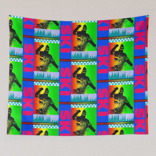 Item preview, Retro 80s Aesthetic Skiing Skier Neon Colors Design designed and sold by darklordpug.
