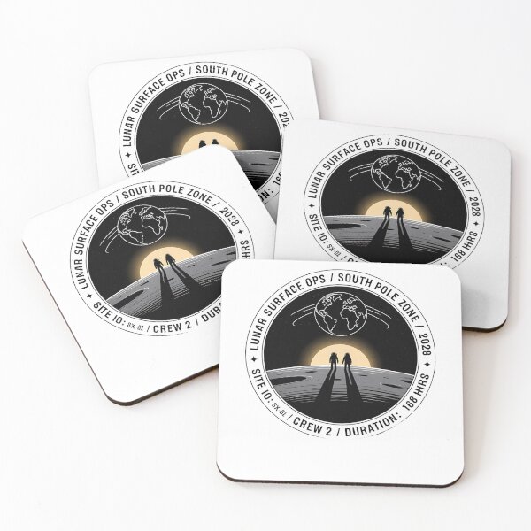 Item preview, moon mission - lunar south pole - 2028 moon landing - Space architecture - Extraterrestrial engineering - Lunar schematic - South Pole Moon mission - Mission patch aesthetic - Technical spacewear designed and sold by JansenGS.