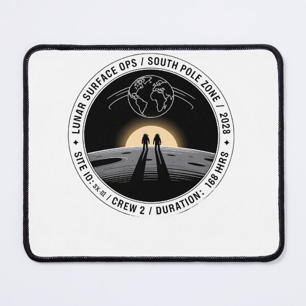 Item preview, moon mission - lunar south pole - 2028 moon landing - Space architecture - Extraterrestrial engineering - Lunar schematic - South Pole Moon mission - Mission patch aesthetic - Technical spacewear designed and sold by JansenGS.
