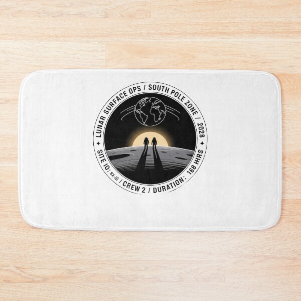 Item preview, moon mission - lunar south pole - 2028 moon landing - Space architecture - Extraterrestrial engineering - Lunar schematic - South Pole Moon mission - Mission patch aesthetic - Technical spacewear designed and sold by JansenGS.