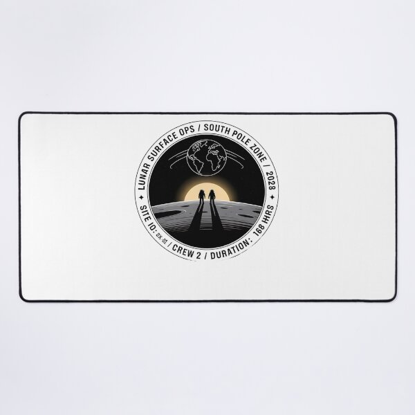 Item preview, moon mission - lunar south pole - 2028 moon landing - Space architecture - Extraterrestrial engineering - Lunar schematic - South Pole Moon mission - Mission patch aesthetic - Technical spacewear designed and sold by JansenGS.