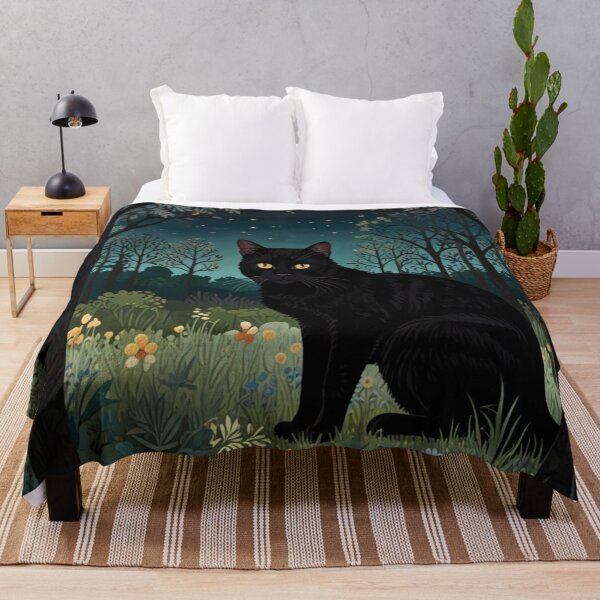 Item preview, Vintage black cat midnight landscape designed and sold by hollycooper.