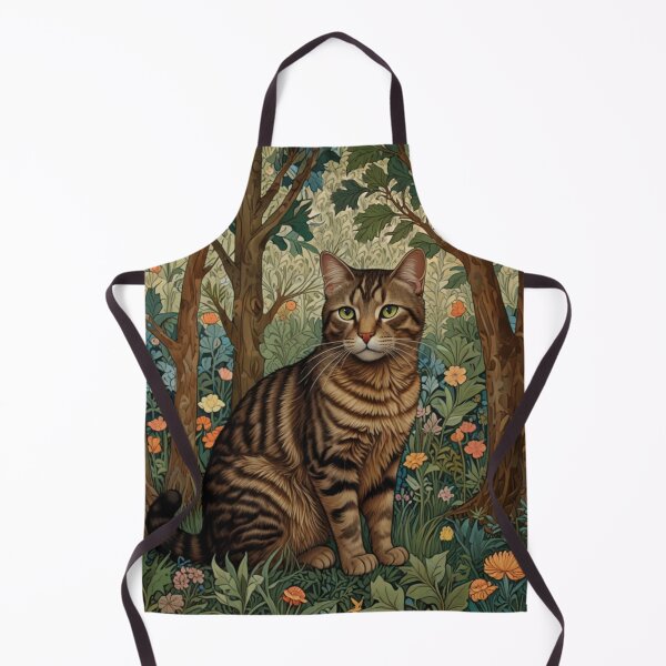 Item preview, Vintage cat in floral woodland landscape designed and sold by hollycooper.
