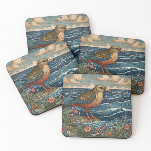 Item preview, Nautical sea shore landscape retro sea bird designed and sold by hollycooper.