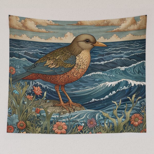 Item preview, Nautical sea shore landscape retro sea bird designed and sold by hollycooper.