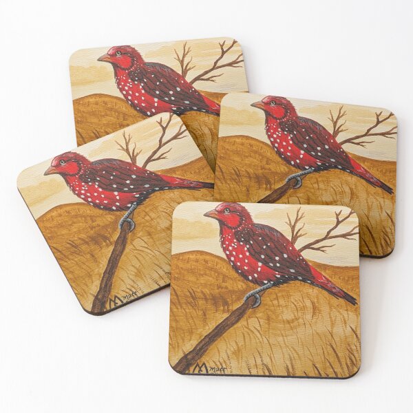 Item preview, Strawberry finch in the open meadow at sunrise designed and sold by Matt Starr Fine Art .