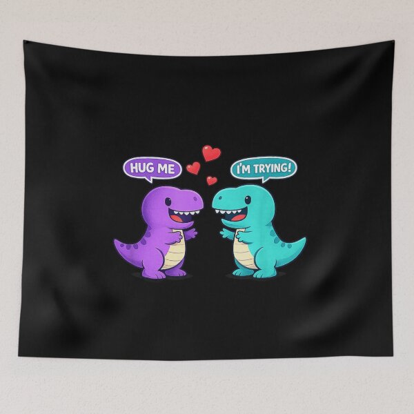 Item preview, Funny T-Rex Hug Me I'm Trying Cute Dinosaur Couple Valentines Day Art designed and sold by Phil Ben.