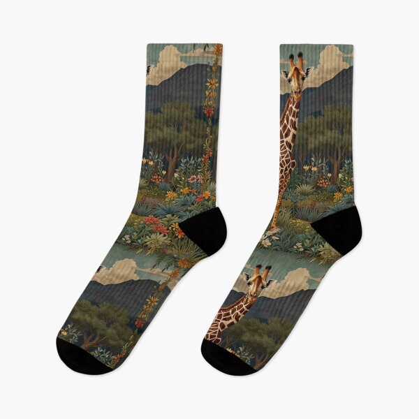 Item preview, Retro boho safari giraffe landscape jungle mountains art  designed and sold by hollycooper.