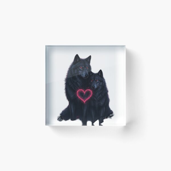 Item preview, Dark Fantasy Wolf Couple in Love – Gothic Valentine Wildlife Art designed and sold by NeoTeeFusion.
