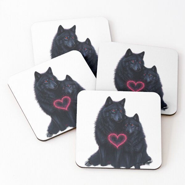 Item preview, Dark Fantasy Wolf Couple in Love – Gothic Valentine Wildlife Art designed and sold by NeoTeeFusion.