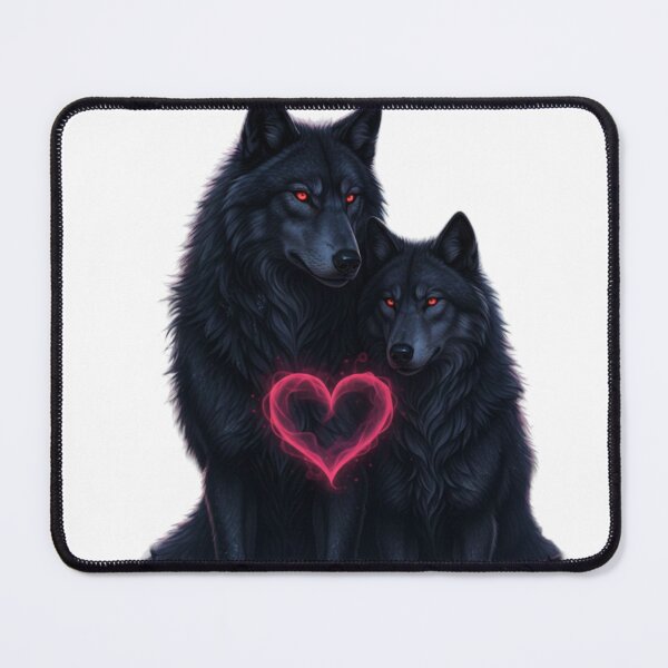 Item preview, Dark Fantasy Wolf Couple in Love – Gothic Valentine Wildlife Art designed and sold by NeoTeeFusion.