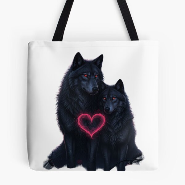 Item preview, Dark Fantasy Wolf Couple in Love – Gothic Valentine Wildlife Art designed and sold by NeoTeeFusion.