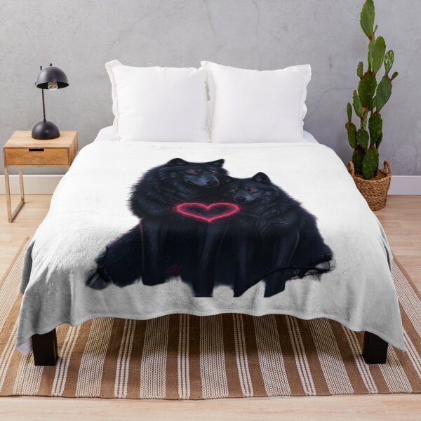Item preview, Dark Fantasy Wolf Couple in Love – Gothic Valentine Wildlife Art designed and sold by NeoTeeFusion.